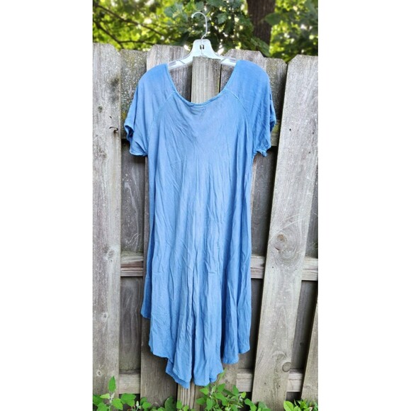 Hi Low Gauze Dress Blue OSFM Pullover Beach Cover Up Caftan OSFA - Picture 7 of 9
